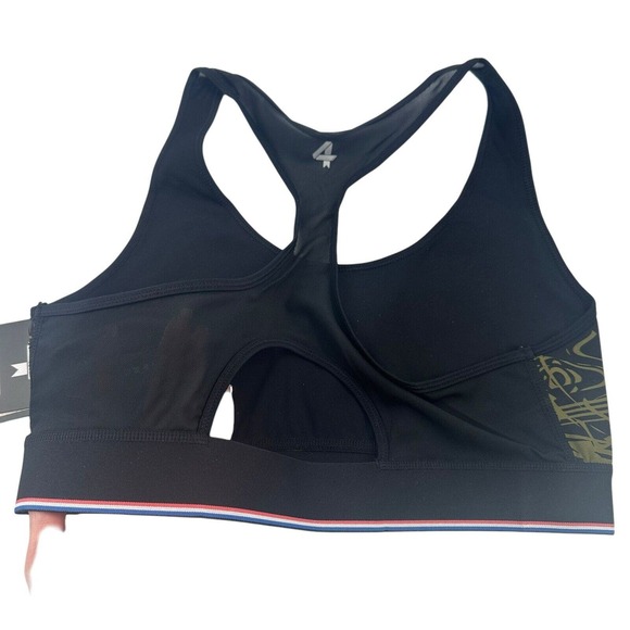 Four Laps FourLaps Circuit Sports Bra sz M Avocado Tuxedo Topo Swirl Mesh Back - Picture 6 of 10